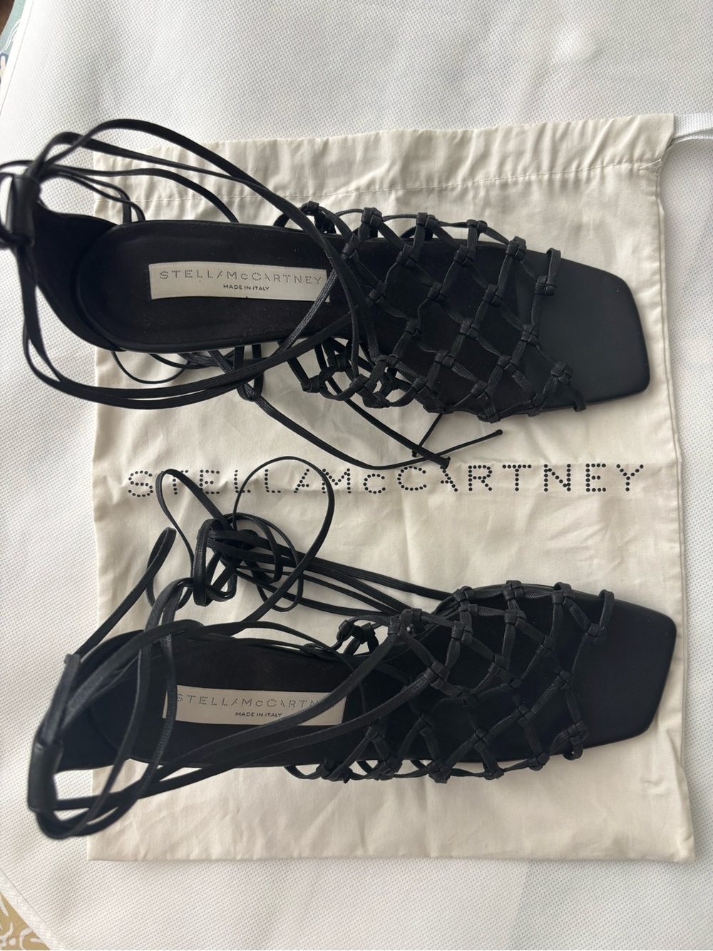 Stella McCartney Black Strappy Lace-Up High Heel Sandals